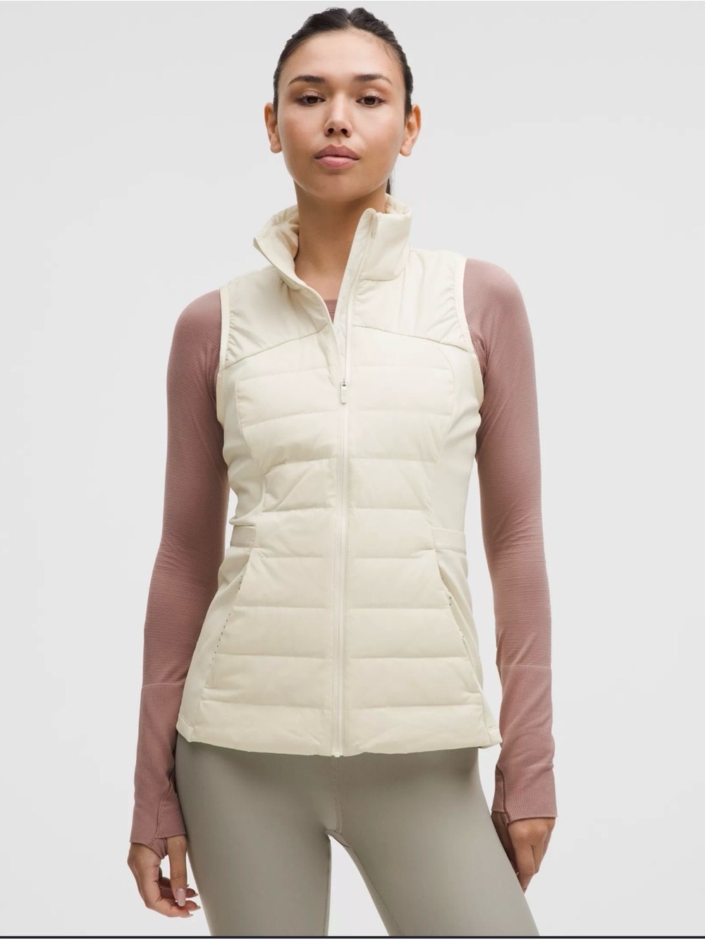 Women’s Lululemon Athletica White Quilted Zip Vest | Flattering Fit | Size 8